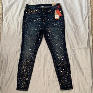 True Religion Jennie Glitter Foil Jeans - Size 34